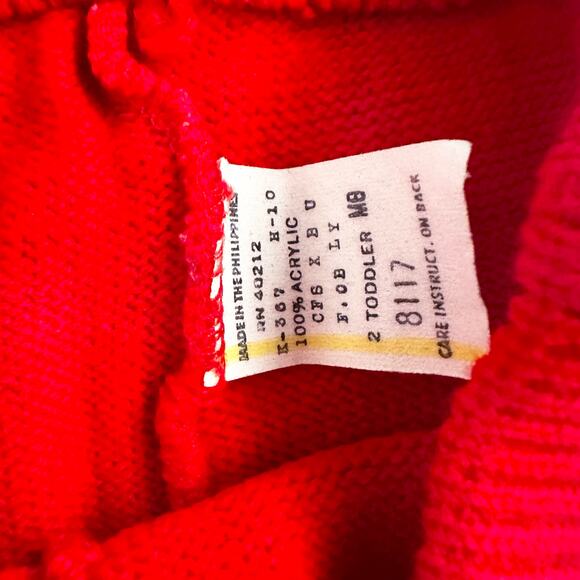 Little Angel Red Cream Two Piece Cottage Floral Knit Sweater Pants Set 2 Toddler - Picture 7 of 9